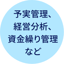 予実管理、経営分析、資金繰り管理など